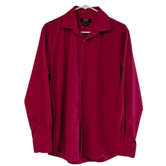 Jones New York Men's Signature Slim Fit Red Button Down Shirt M (15-15.5, 32/33) - Picture 1 of 15